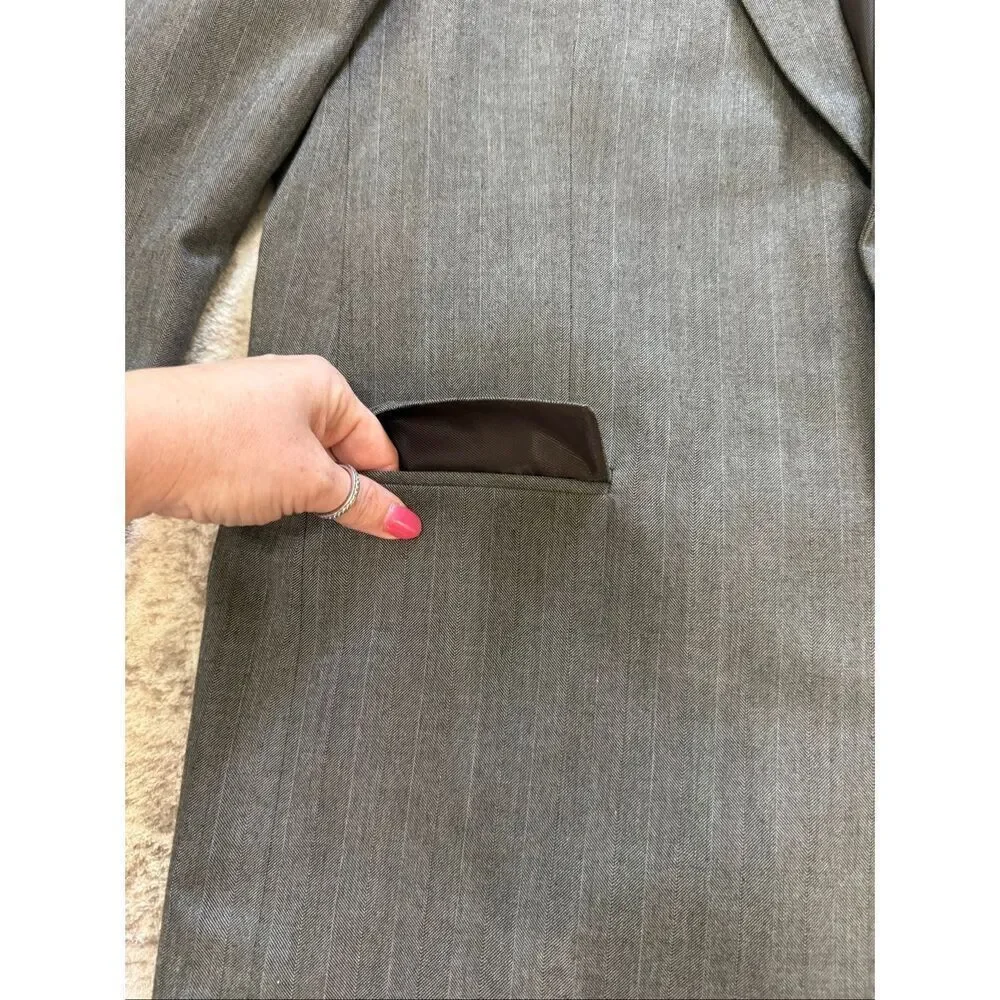 Saddlebred Men's Pinstripe Two-Button Sport Coat Suit Blazer Gray Size Medium